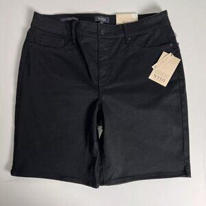 NYDJ Women's Size 8P Slimming Side Slit High Rise Black Denim Shorts (NWT)